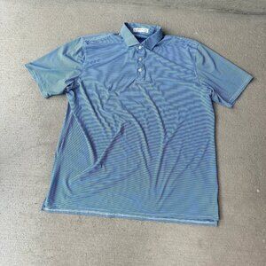Holdeness & Bourne Men’s Performance Polo Shirt Blue White Micro Stripe Size XXL
